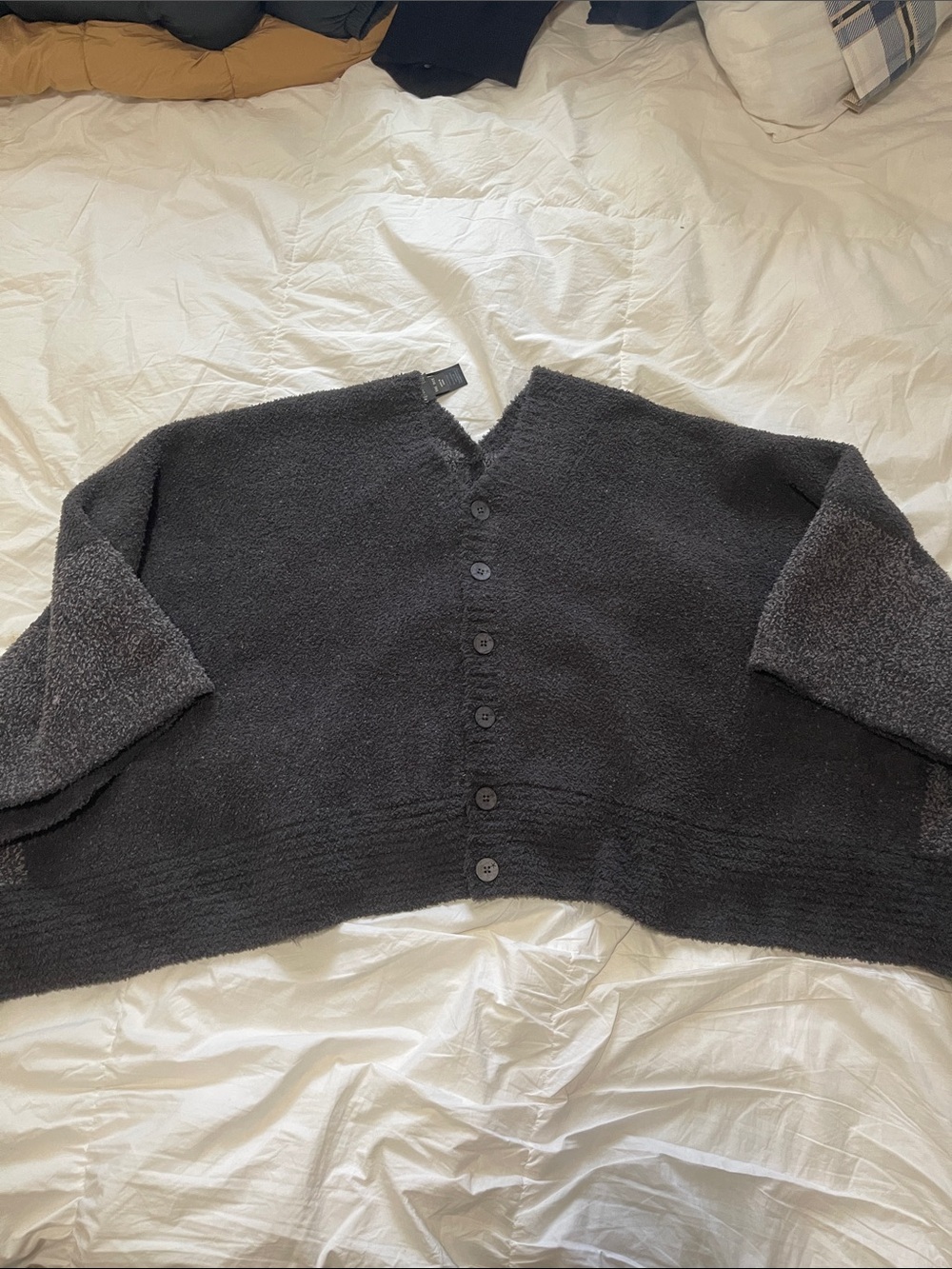 Black Button-Front Knit Sweater